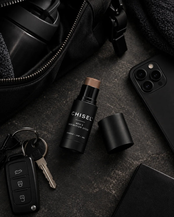 CHISEL beside phone, keys and gym bag
